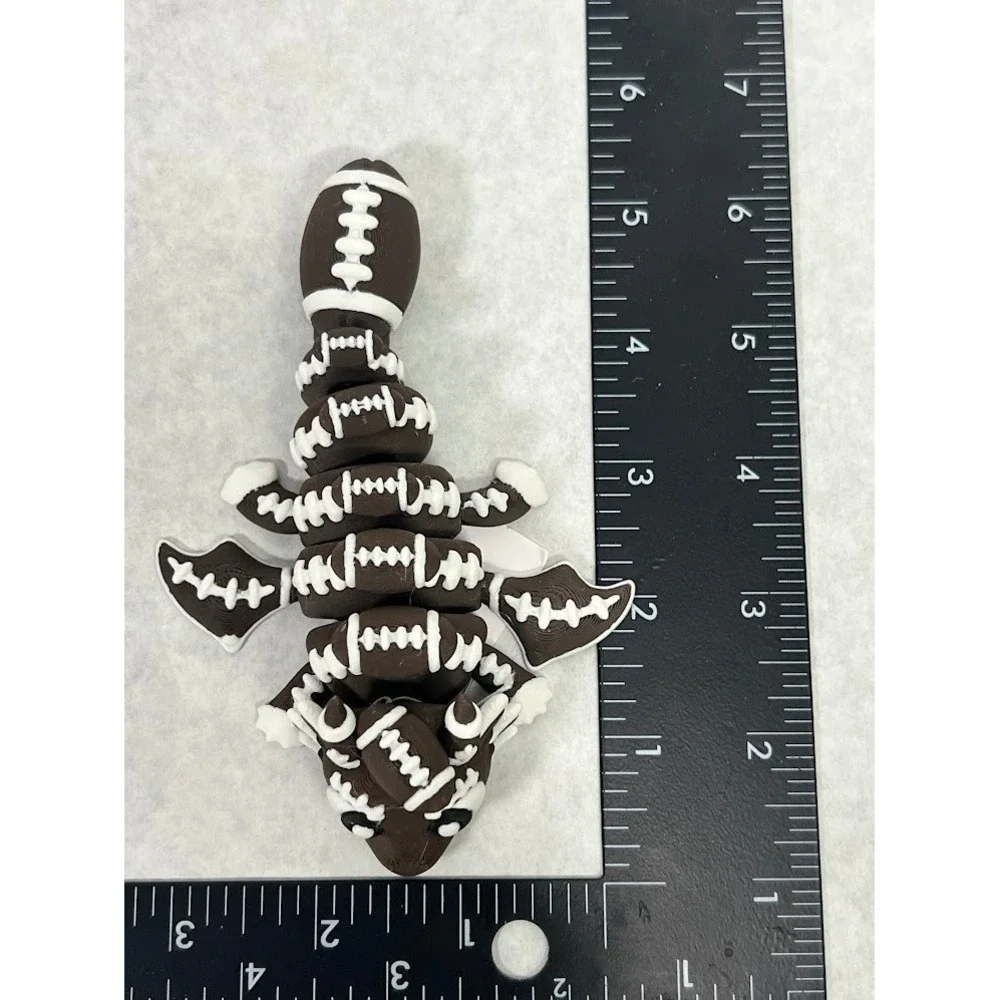 Cylix 3D Football Dragon Articulated Fidget Toy Brown White Sports Collectible